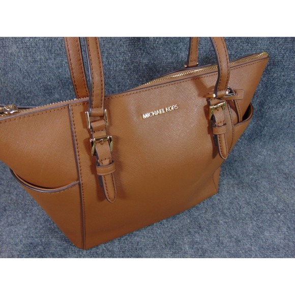 Michael Kors Handbags - Michael Kors Jet Set Travel Charlotte Tote Acorn Brown Saffiano Leather Purse